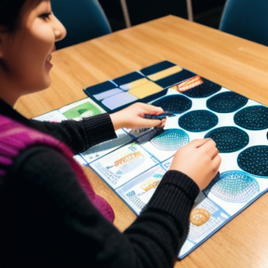 Person testing a board game prototype with friends
