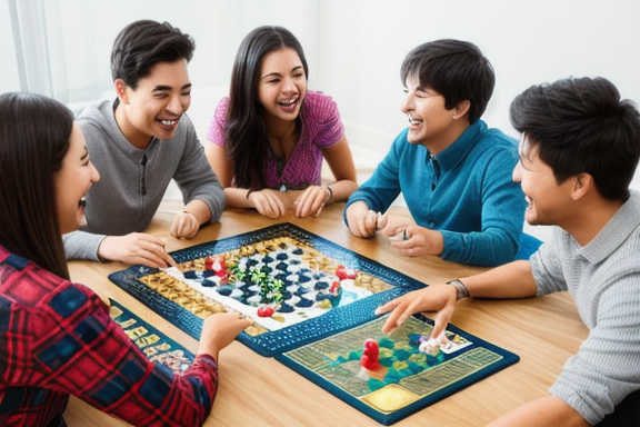 Friends playing a board game together