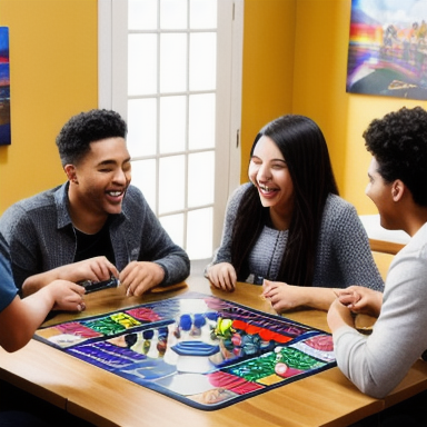 Group of friends playing a board game