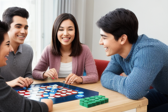 A group of friends playing a board game