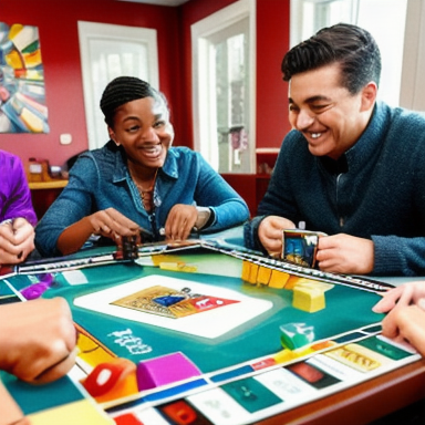 Group of players playing Monopoly