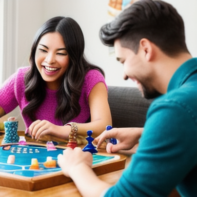 Group of friends playing board games