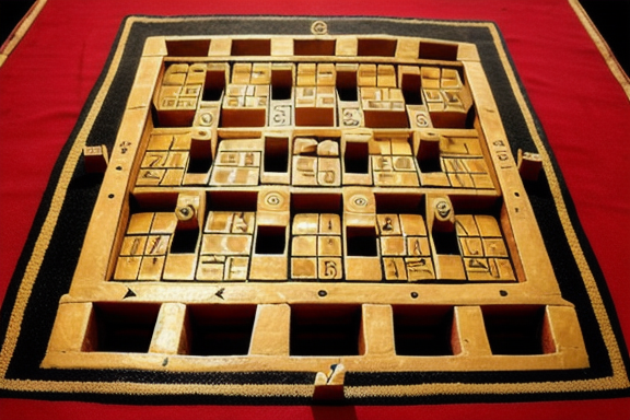 An ancient Egyptian game board depicting the game Senet