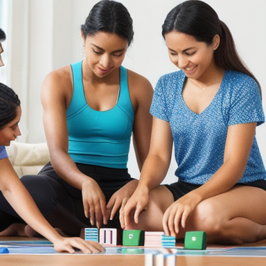 Group of friends playing a variation of Jogo de Mímica Tabuleiro