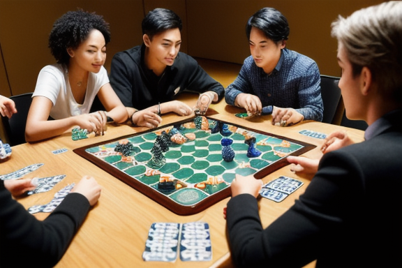 Group of friends playing a strategic board game